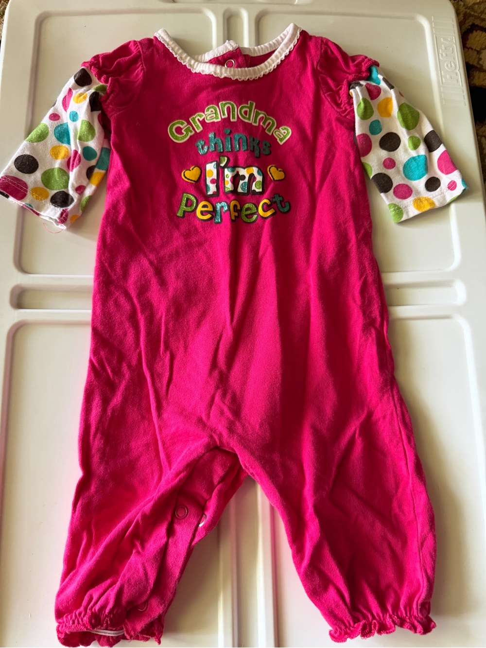 10/20 okie dokie Hot Pink One-Piece with Polka Dot Sleeves